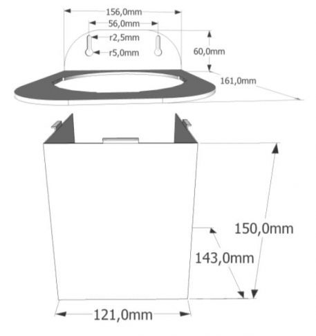 iScoop Shower ROUND Wall Mounted version dimensions
