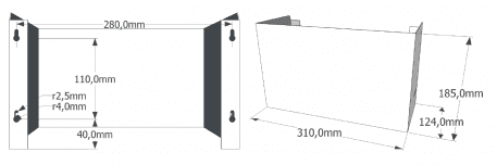 iSpatula Shower Wall mounted Version dimensions