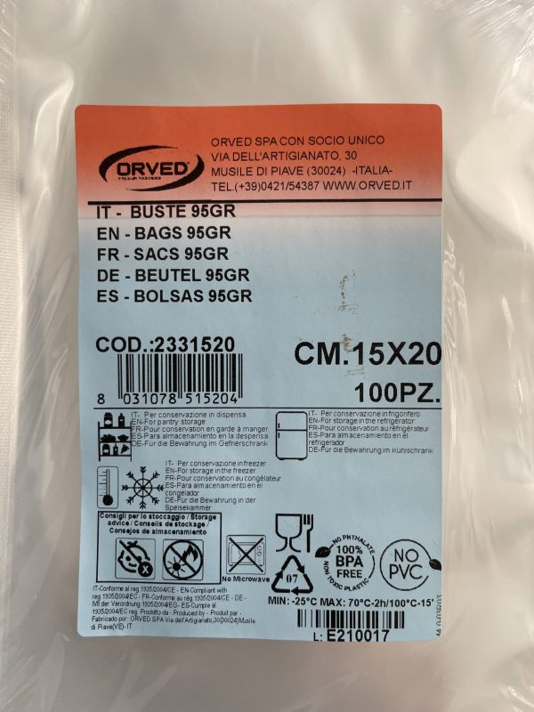 Orved 150x200mm Vac Pack Bags
