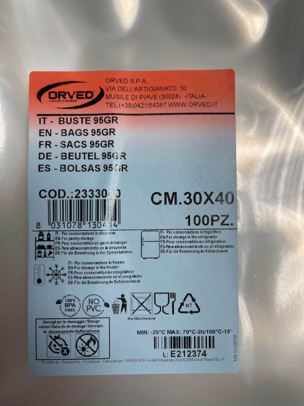 Orved 300x400mm Vac Pack Bags