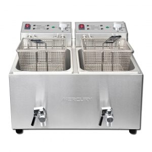 Mercury twin tank countertop electric fryer with digital timer