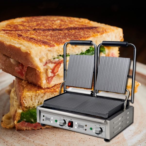 Mercury Double Flat Contact Grill with digital timer
