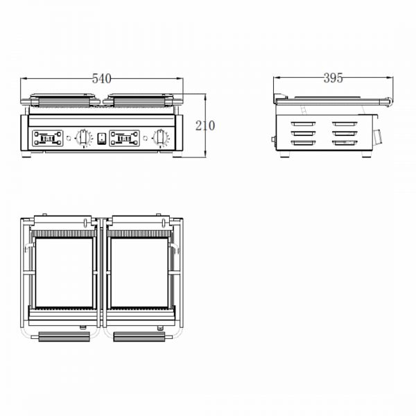 Mercury Double Flat Contact Grill with digital timer dimensions