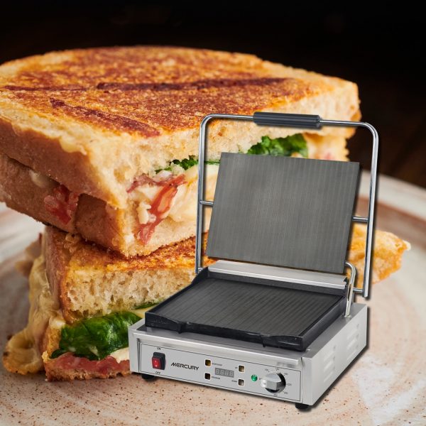 Mercury Single Flat Contact Grill with digital timer