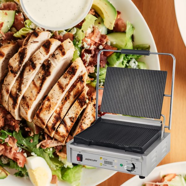 Mercury Single Ribbed Contact Grill with digital timer