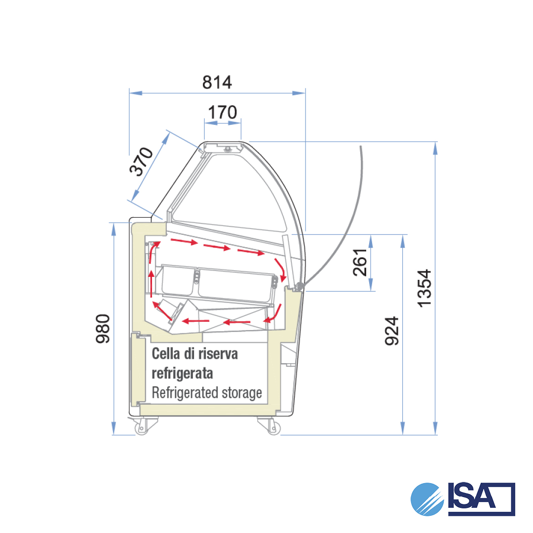 ISA Bermuda View 13 Ice Cream Display Cabinet dimensions
